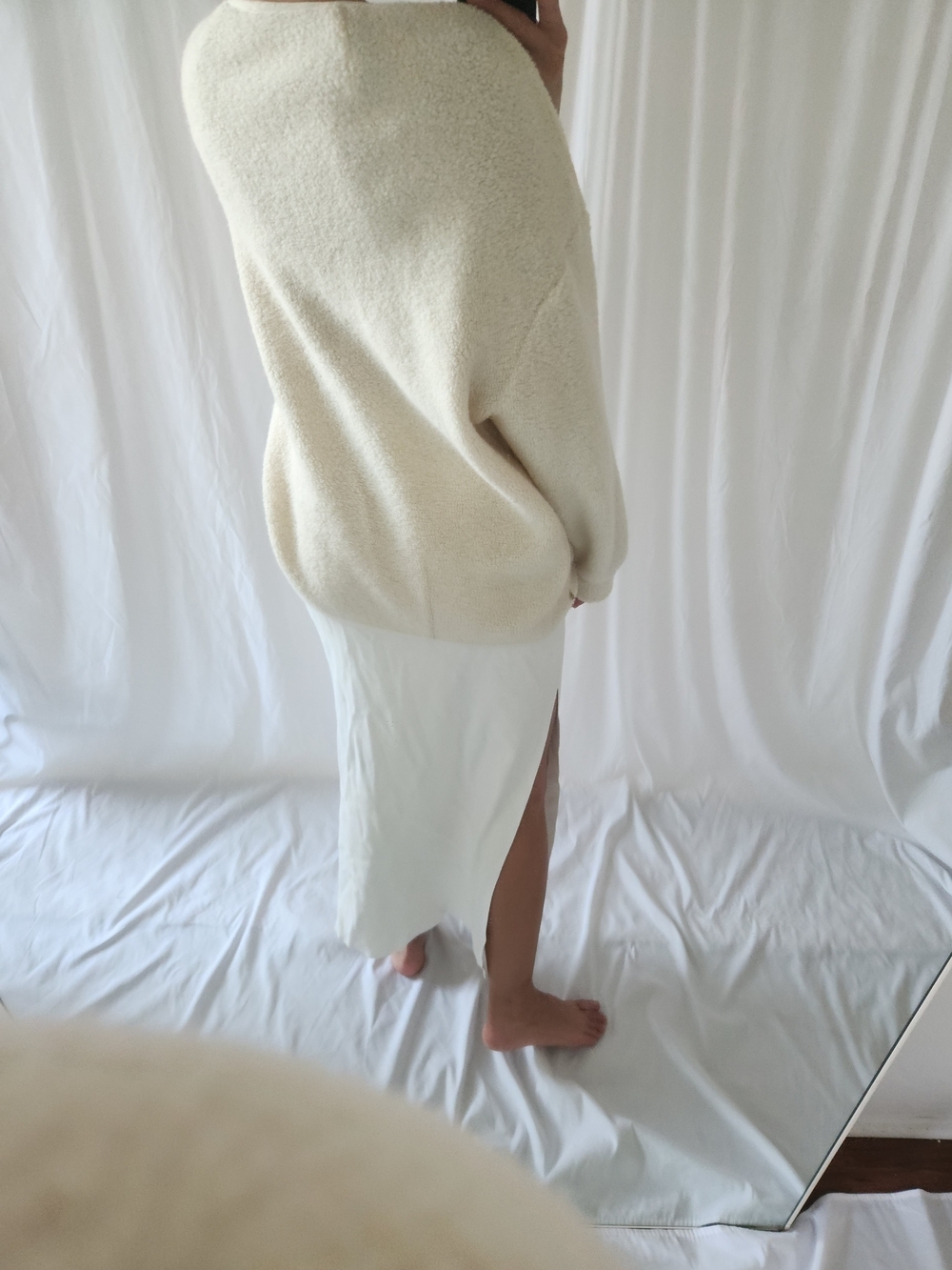 Cream Bouclé Button-Front Cardigan Sweater - Picture 4 of 11